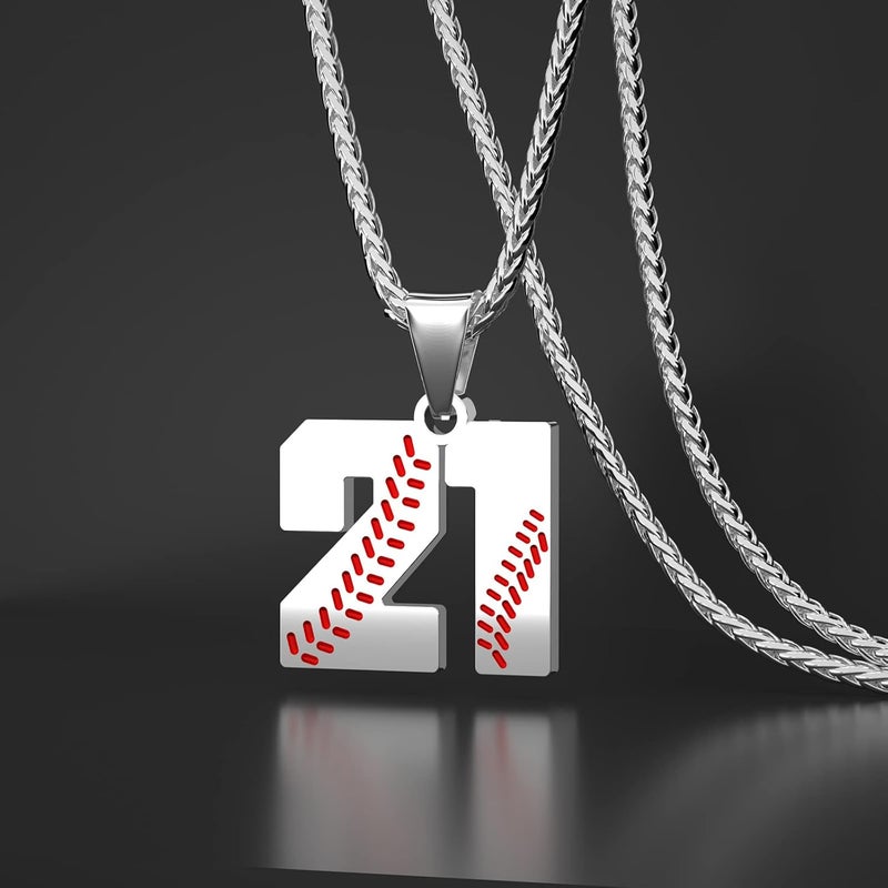 Wikavanli Personalized Baseball Jersey Number 00-99 Necklace - Stainless Steel Baseball Chain Pendant Necklace - Team Jewelry Gift for Boys, Girls, Men, Women - Image 2